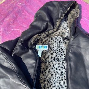 Black Faux Leather Outdoor Elements Coat